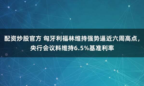 配资炒股官方 匈牙利福林维持强势逼近六周高点，央行会议料维持6.5%基准利率